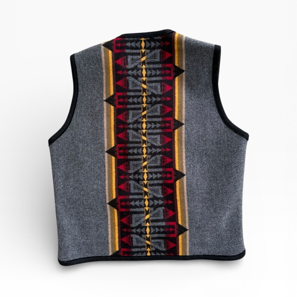 VTG Pendleton High Grade Westernwear Wool Vest Southwestern Aztec M Made in USA - Picture 2 of 5